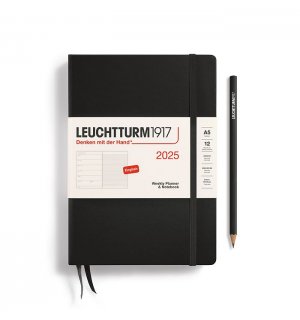 Leuchtturm1917 Еженедельник-блокнот на 2025 год, неделя на странице, Black (черный) А5 Medium