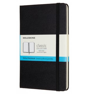 Записная книжка Moleskine Classic, Medium, в точку, черная жесткая обложка