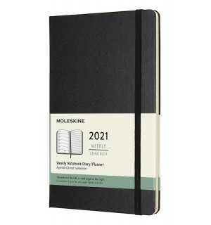 Moleskine Еженедельник Classic Weekly (2021), Large, черный