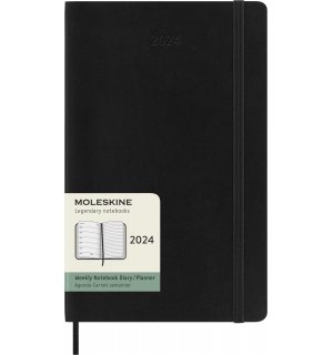 Moleskine Еженедельник Classic Soft Weekly (2024), Large, черный