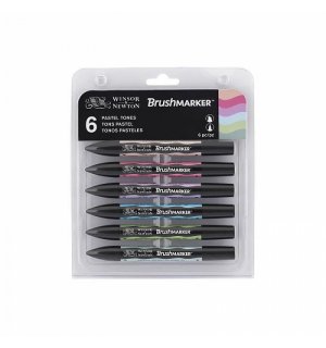 Winsor & Newton Brushmarker Набор маркеров 6 пастельных тонов (x6) 