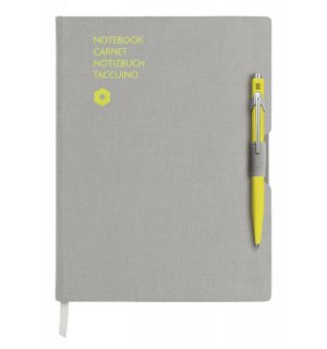 Caran d’Ache Записная книжка Office Grey 849 (серая) A5 и ручка шариковая 849 (желтый корпус)