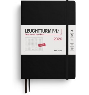 Leuchtturm1917 Ежедневник на 2026 год, Black (черный) день на странице Medium Dotted (в точку)