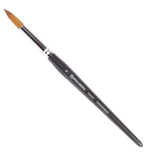 BRAUBERG ART CLASSIC Кисть художественная профессиональная синтетика мягкая под колонок, круглая, короткая ручка №9