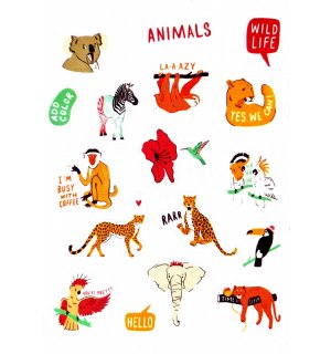 Wild Life Animals. Лист виниловых наклеек А6