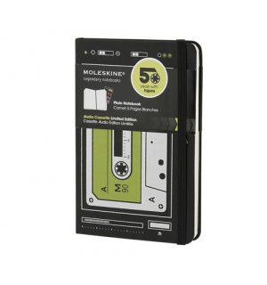 Moleskine Audio Cassette Limited Edition, записная книжка, нелинованная, Pocket, чёрная