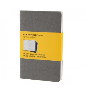 Записная книжка Moleskine Cahier (в клетку, 3 шт.), Pocket, серая