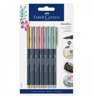 Faber-Castell Набор маркеров для декорирования Metallics 6 цветов, металлик, пулевидные, линия 1,5 мм