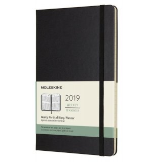 Moleskine Еженедельник Classic WKLY (вертикальный, 2019), Large, черный