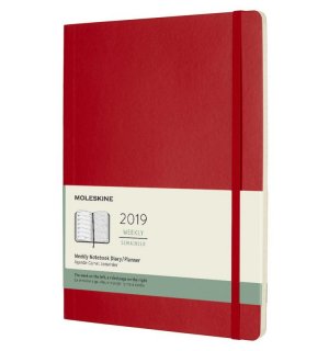 Moleskine Еженедельник Classic Soft WKNT (2019), XLarge, красный