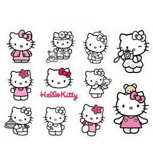Хелло Китти (Hello Kitty). Лист виниловых наклеек А4