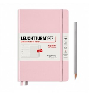 Leuchtturm1917 Еженедельник-блокнот на 2022 год, неделя на странице, Muted Colours Powder (пастельный розовый) Medium