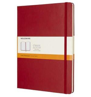 Записная книжка Moleskine Classic (в линейку), XLarge, красная