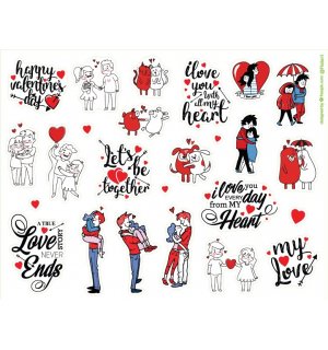 Valentine's Day (День Святого Валентина). Лист виниловых наклеек А4