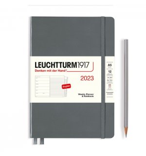 Leuchtturm1917 Еженедельник-блокнот на 2023 год, неделя на странице, Anthracite (антрацит) А5 Medium