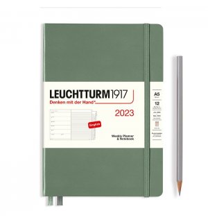 Leuchtturm1917 Еженедельник-блокнот на 2023 год, неделя на странице, Smooth Colors Olive (оливковый) А5 Medium