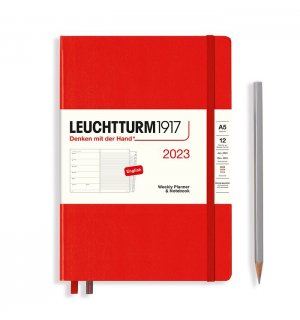 Leuchtturm1917 Еженедельник-блокнот на 2023 год, неделя на странице, Red (красный) Medium