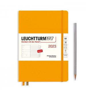 Leuchtturm1917 Еженедельник-блокнот на 2023 год, неделя на странице, Rising Colours Rising Sun (теплый желтый) Medium