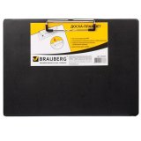 BRAUBERG Доска-планшет горизонтальная "NUMBER ONE A4", с прижимом, А4, картон/ПВХ, черная