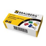 BRAUBERG Зажимы для бумаг, комплект 12 шт., 25 мм, на 100 л., цветные, в картонной коробке