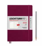 Leuchtturm1917 Еженедельник-блокнот на 2022 год, неделя на странице, Soft Cover Port Red винный Medium