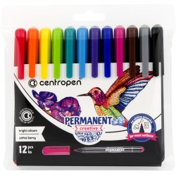 CENTROPEN Набор маркеров для декорирования Permanent Creative 12 цветов, перманентные, пулевидные, линия 2 мм
