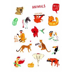 Wild Life Animals. Лист виниловых наклеек А6